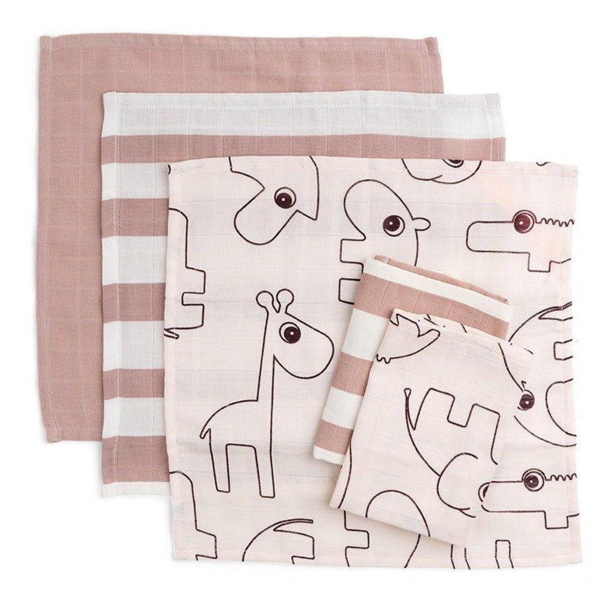 Pack 5 Muselinas de algodón orgánico Done by Deer 30x30 · Friends Powder - La Chata Merengüela