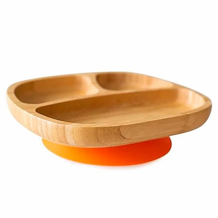 Plato de bambú toddler con ventosa · Naranja - La Chata Merengüela