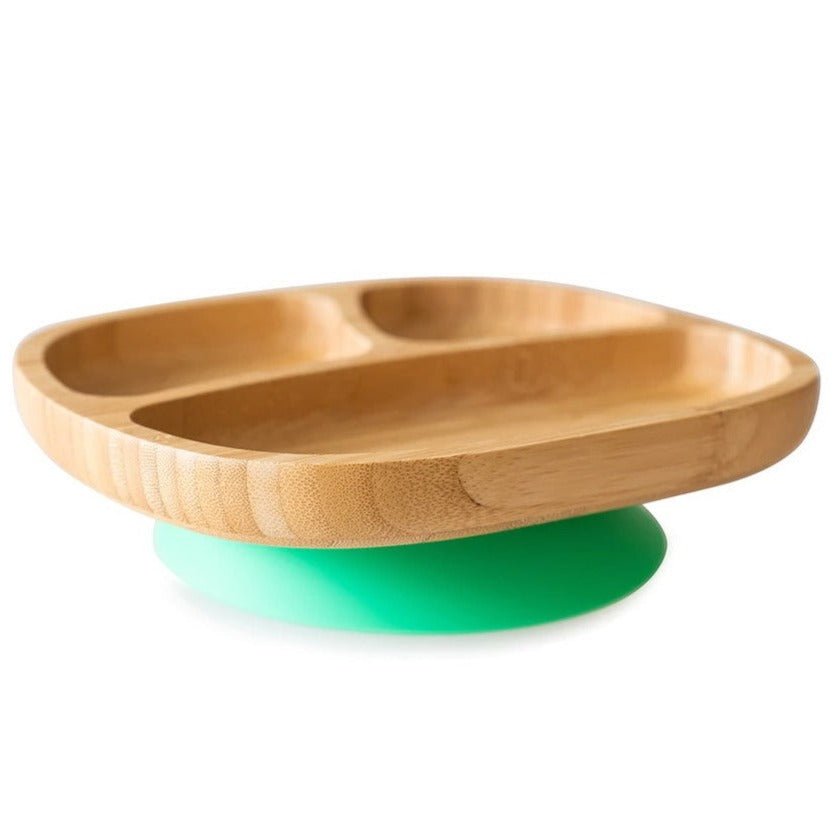 Plato de bambú toddler con ventosa · Verde - La Chata Merengüela