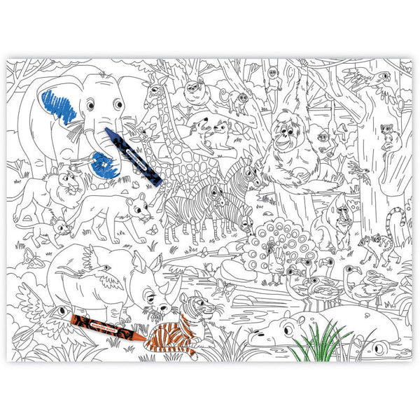 Póster para colorear con pegatinas · animales salvajes - La Chata Merengüela