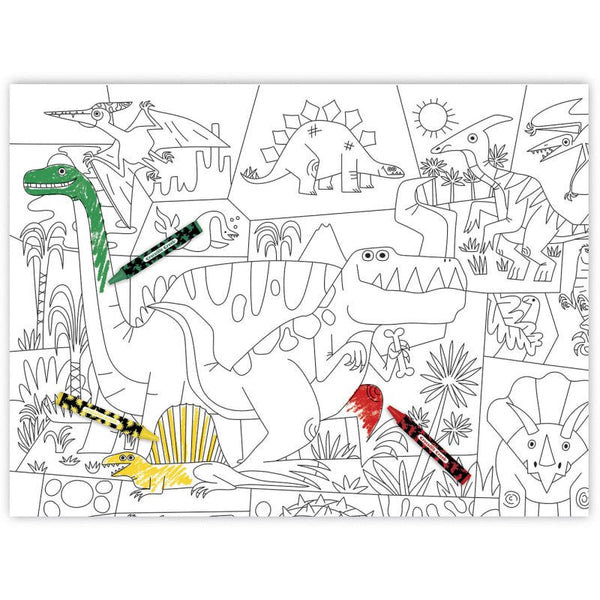 Póster para colorear con pegatinas · dinosaurios - La Chata Merengüela