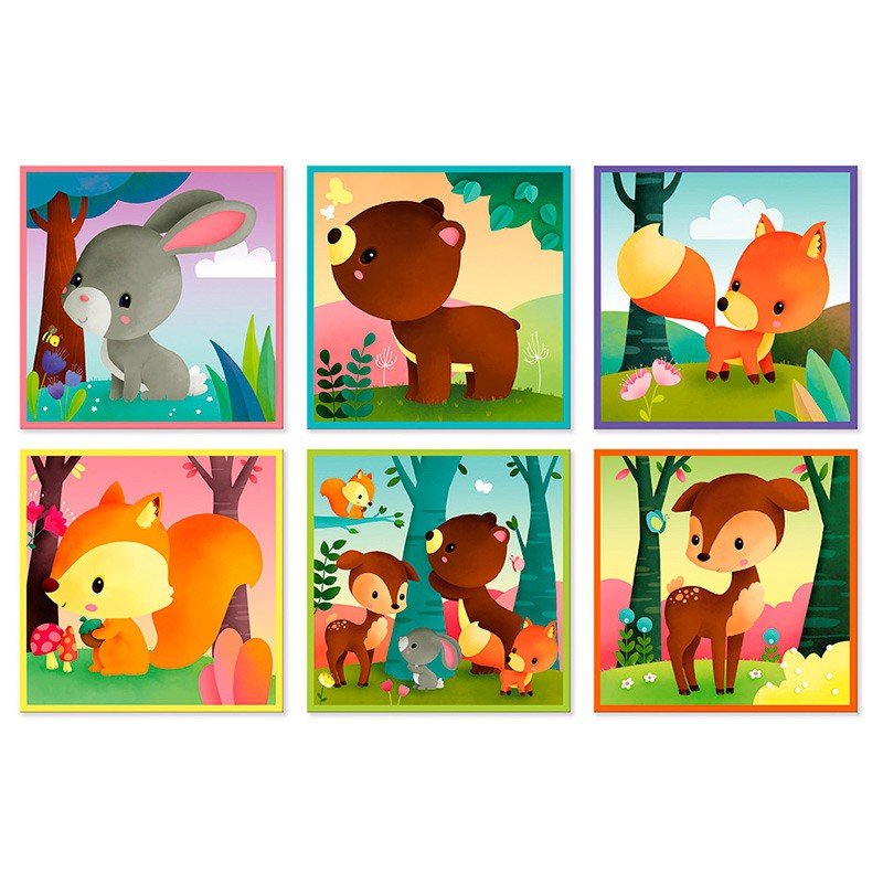 Puzzle de 9 cubos · animales del bosque - La Chata Merengüela