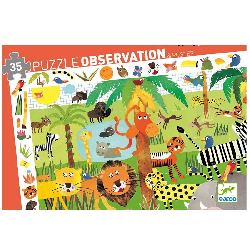 Puzzle de observación La jungla: 35 piezas - La Chata Merengüela
