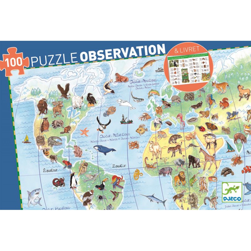 Puzzle de Observación Animales del Mundo: 100 piezas