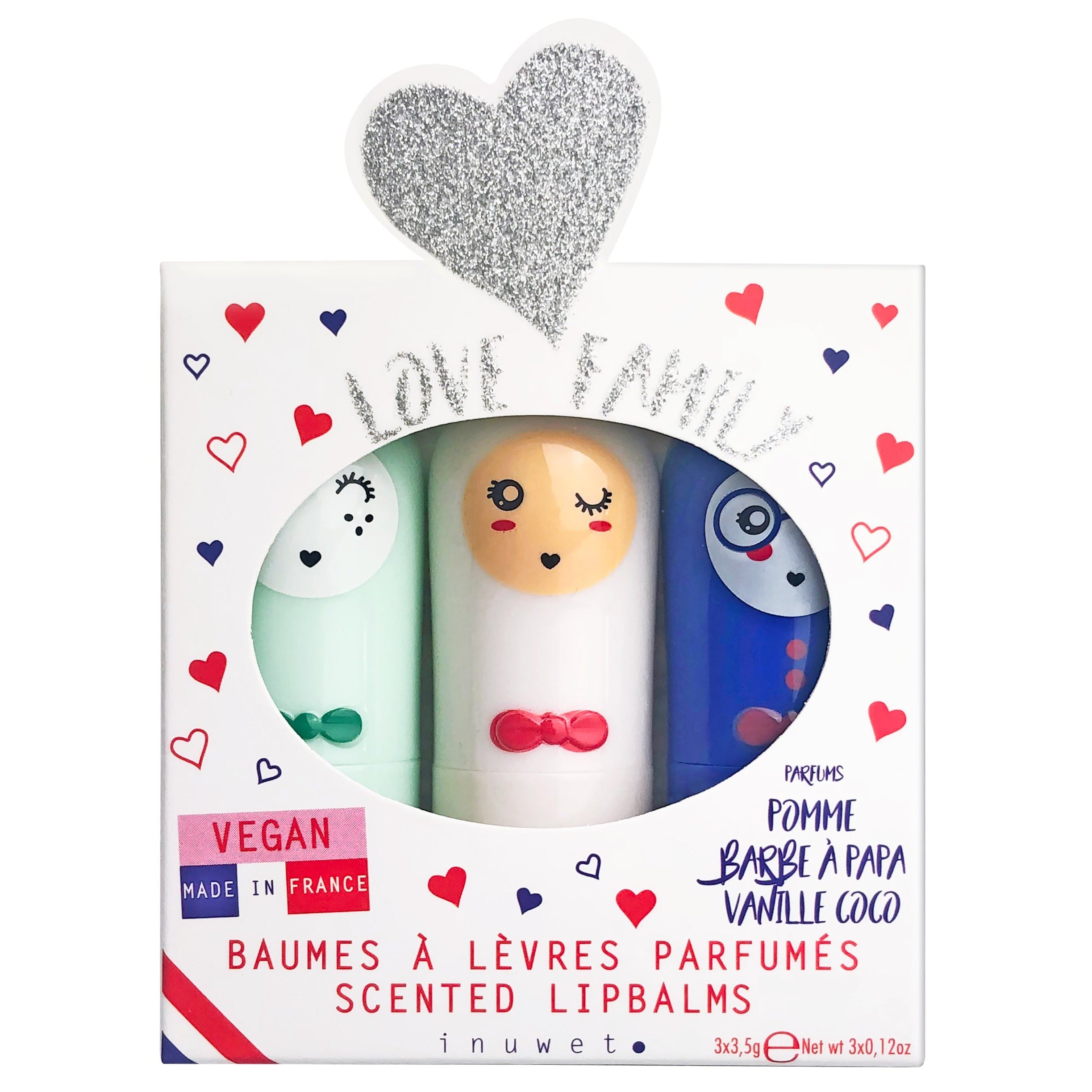 Set 3 Bálsamos Labiales Veganos Bunny INUWET · Love Family - La Chata Merengüela