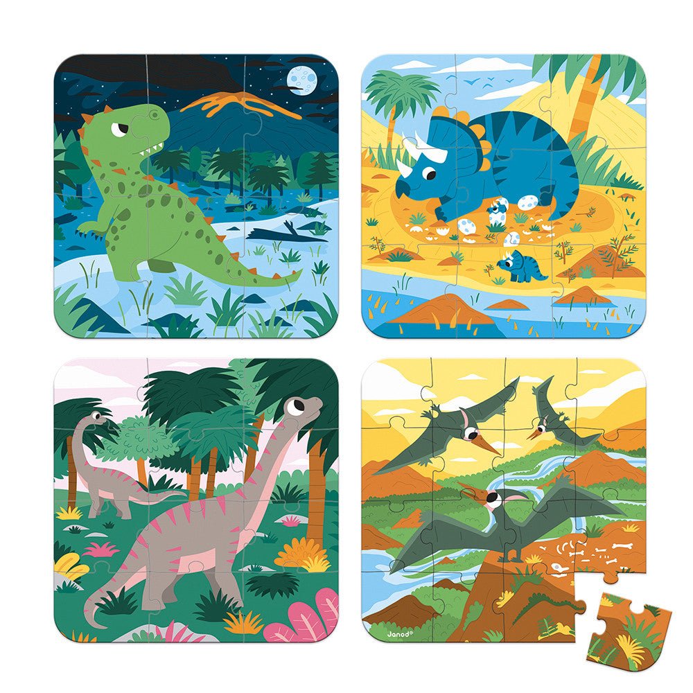 Set de 4 Puzzles Evolutivos · Dinosaurios - La Chata Merengüela
