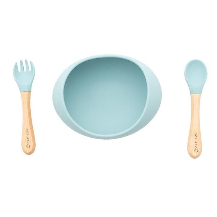 Vajilla 3 piezas Silicona Olmitos · Azul - La Chata Merengüela