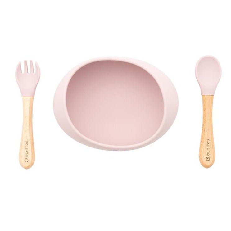 Vajilla 3 piezas Silicona Olmitos · Rosa - La Chata Merengüela