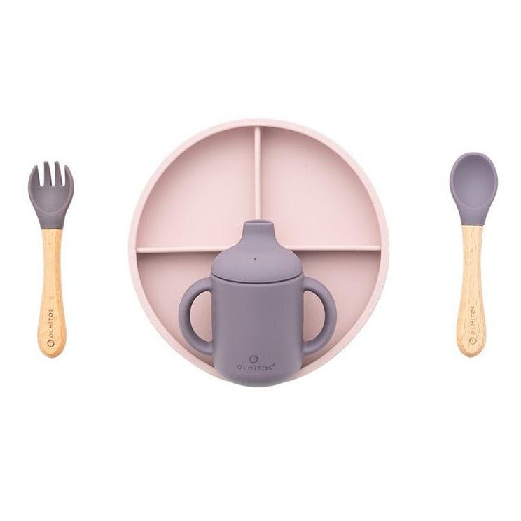 Vajilla 5 piezas Silicona Olmitos · Rosa - La Chata Merengüela